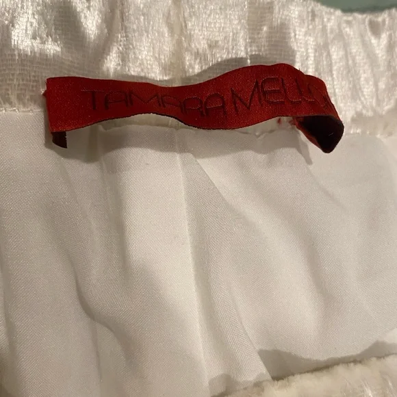 Tamara Mellon Elegant Cream Velvet Wide-Leg Pants - Picture 4 of 8